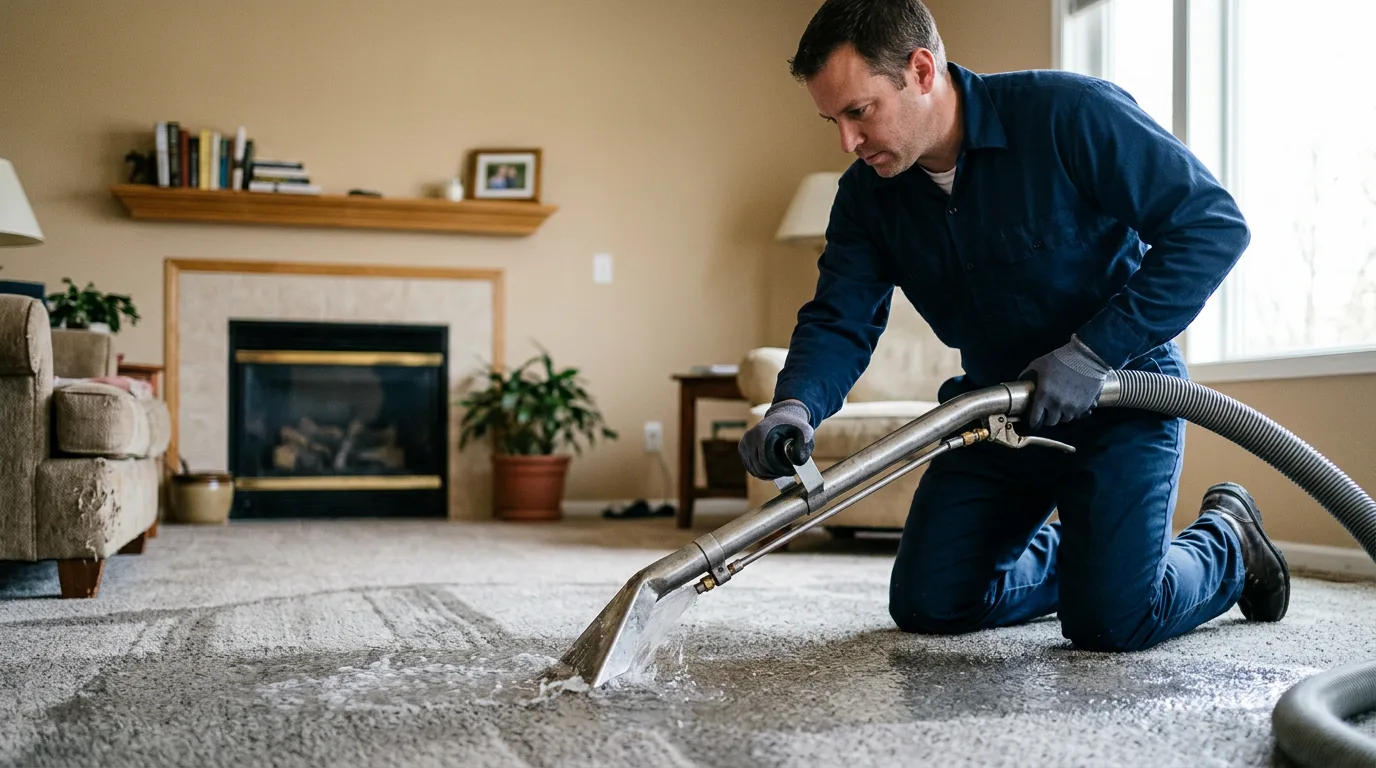 Water damage restoration technician working near South Roxana, IL